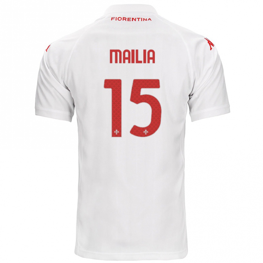 Kids Football Siria Mailia #15 White Away Jersey 2024/25 T-Shirt