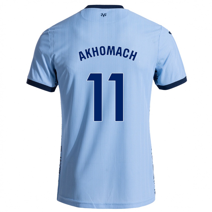 Kids Football Ilias Akhomach #11 Sky Blue Away Jersey 2024/25 T-Shirt