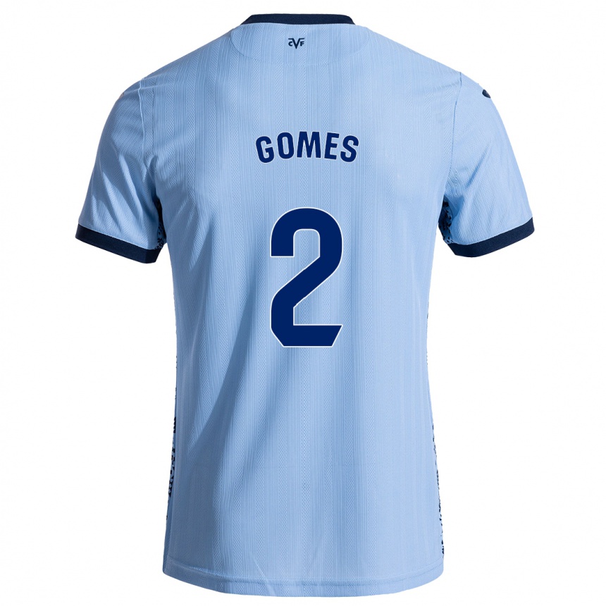 Kids Football Vique Gomes #2 Sky Blue Away Jersey 2024/25 T-Shirt