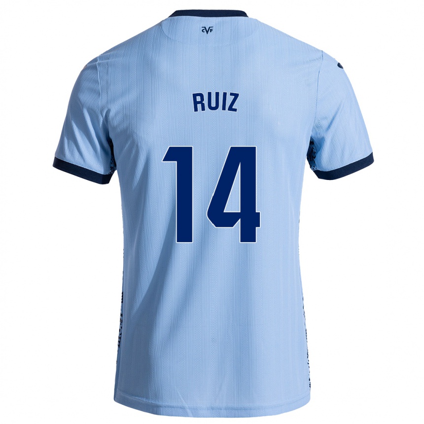 Kids Football Adri Ruiz #14 Sky Blue Away Jersey 2024/25 T-Shirt