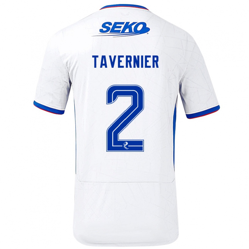 Kids Football James Tavernier #2 White Blue Away Jersey 2024/25 T-Shirt