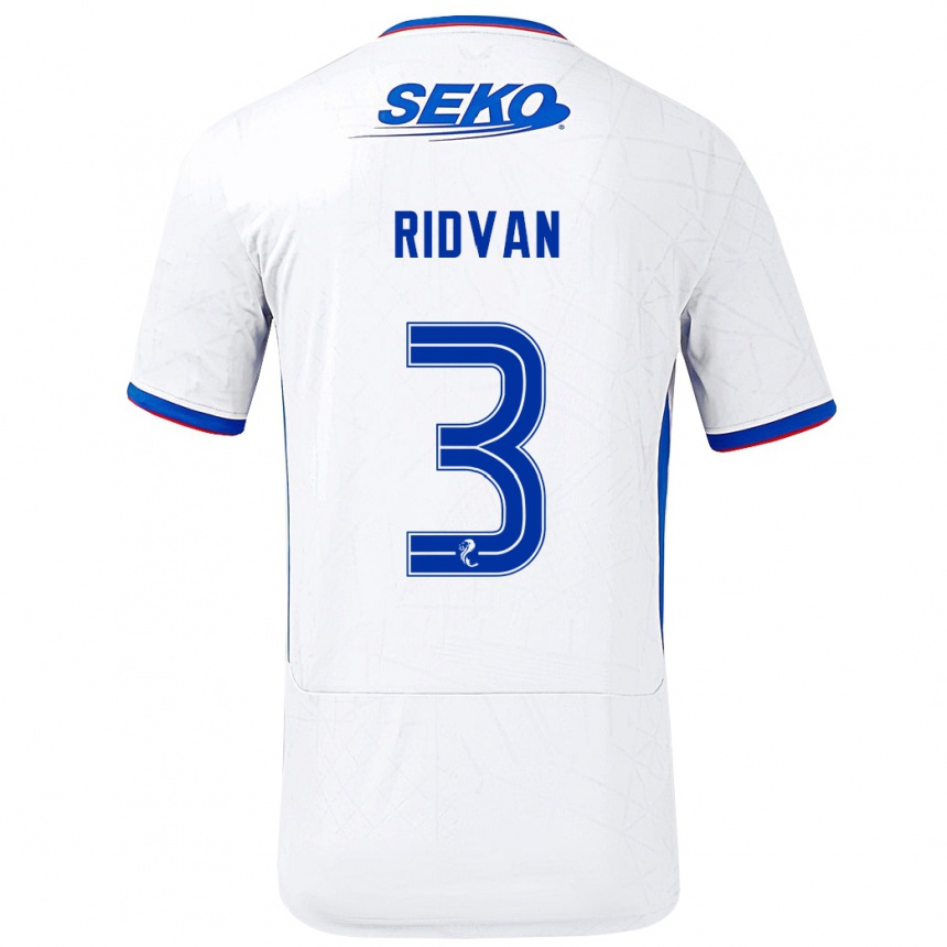 Kids Football Rıdvan Yılmaz #3 White Blue Away Jersey 2024/25 T-Shirt