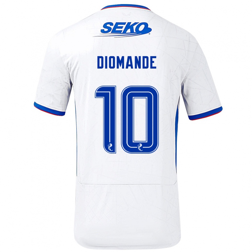 Kids Football Mohamed Diomandé #10 White Blue Away Jersey 2024/25 T-Shirt