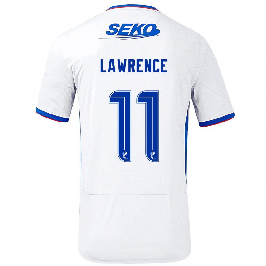 Kids Football Tom Lawrence #11 White Blue Away Jersey 2024/25 T-Shirt