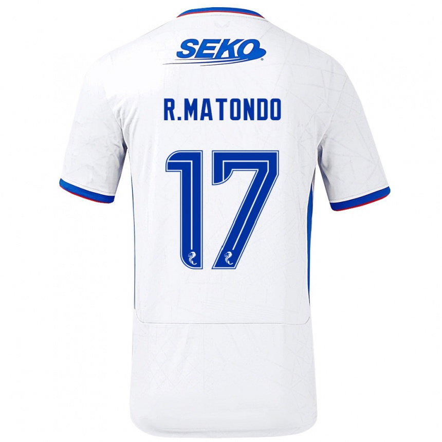 Kids Football Rabbi Matondo #17 White Blue Away Jersey 2024/25 T-Shirt