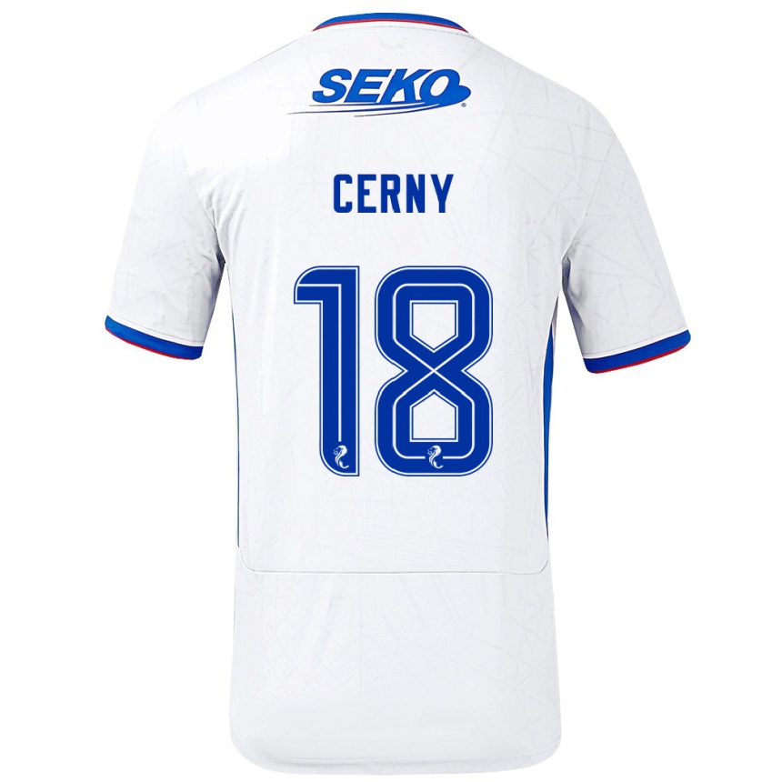 Kids Football Vaclav Cerny #18 White Blue Away Jersey 2024/25 T-Shirt