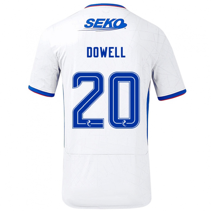 Kids Football Kieran Dowell #20 White Blue Away Jersey 2024/25 T-Shirt