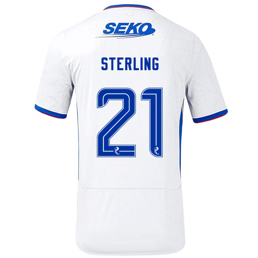 Kids Football Dujon Sterling #21 White Blue Away Jersey 2024/25 T-Shirt