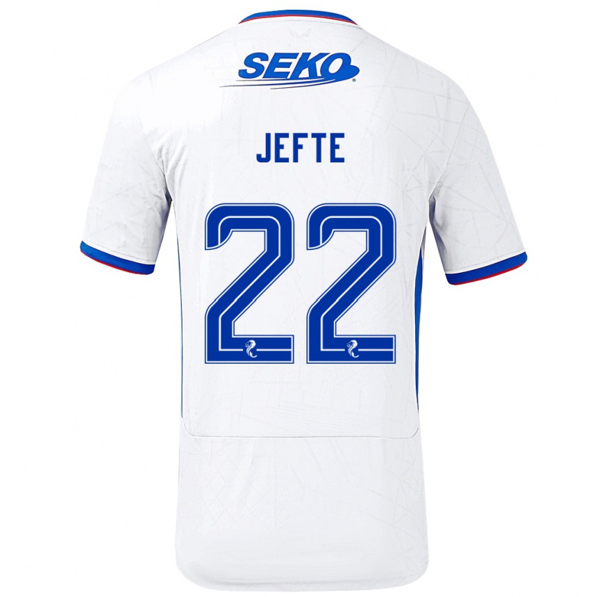 Kids Football Jefté #22 White Blue Away Jersey 2024/25 T-Shirt