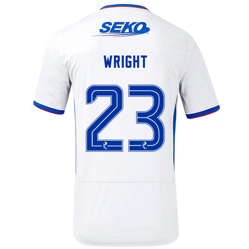 Kids Football Scott Wright #23 White Blue Away Jersey 2024/25 T-Shirt