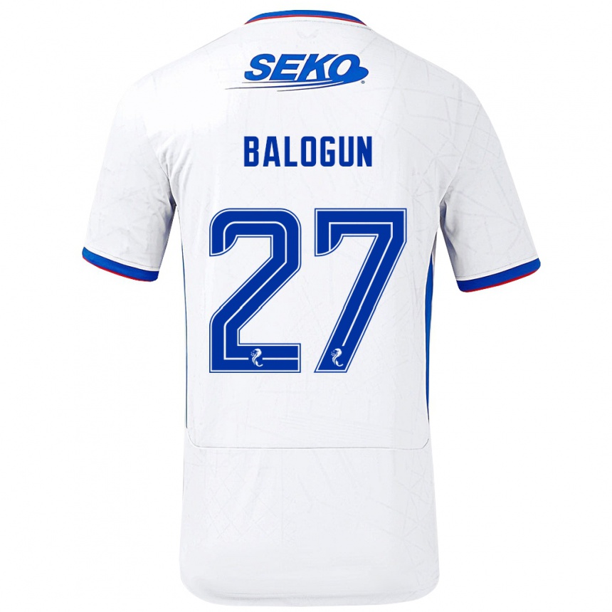 Kids Football Leon Balogun #27 White Blue Away Jersey 2024/25 T-Shirt