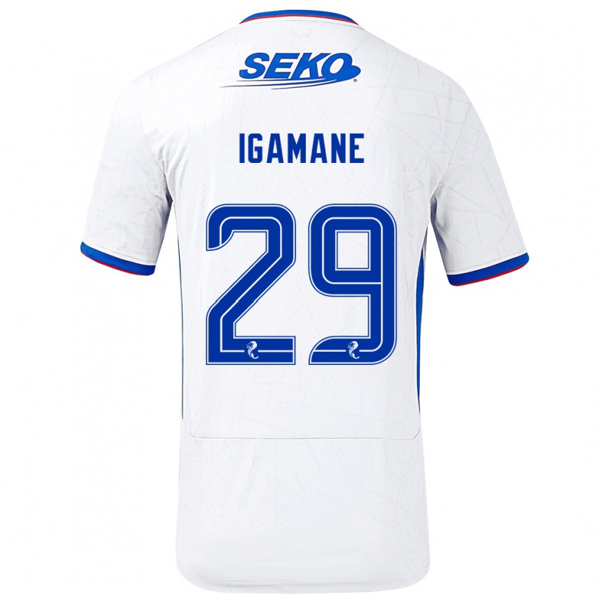 Kids Football Hamza Igamane #29 White Blue Away Jersey 2024/25 T-Shirt