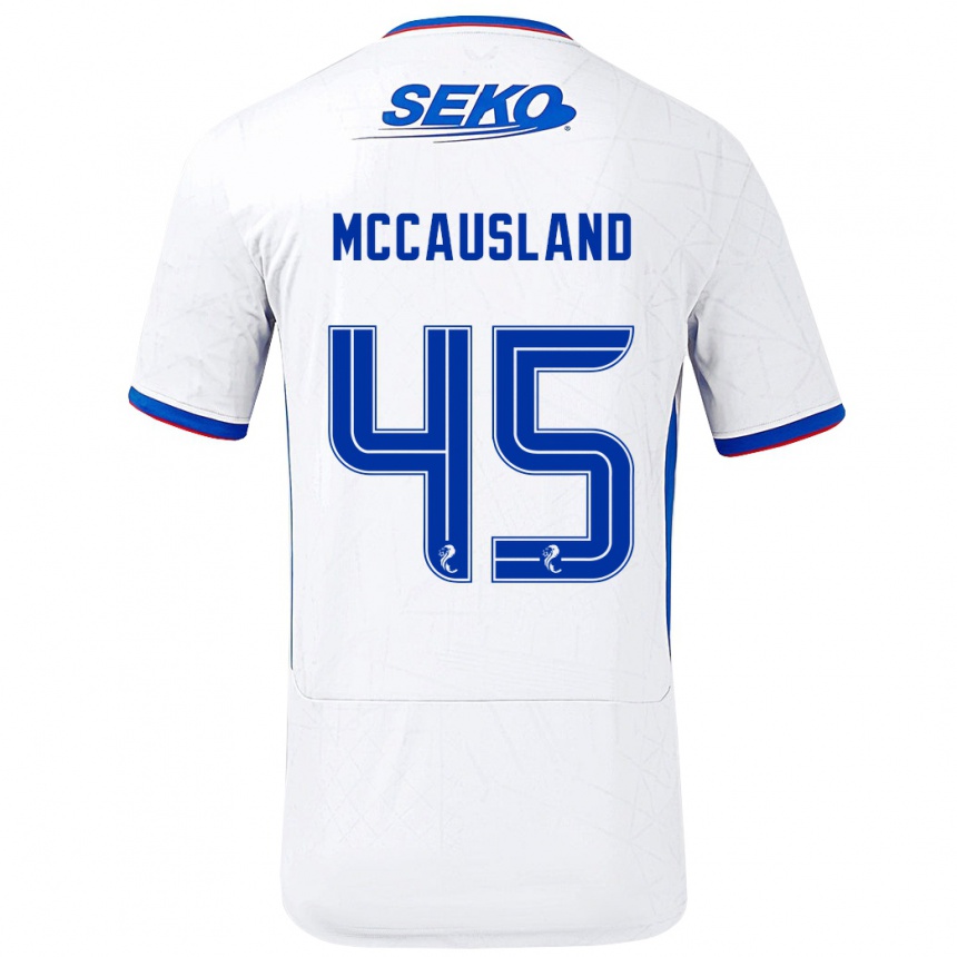 Kids Football Ross Mccausland #45 White Blue Away Jersey 2024/25 T-Shirt