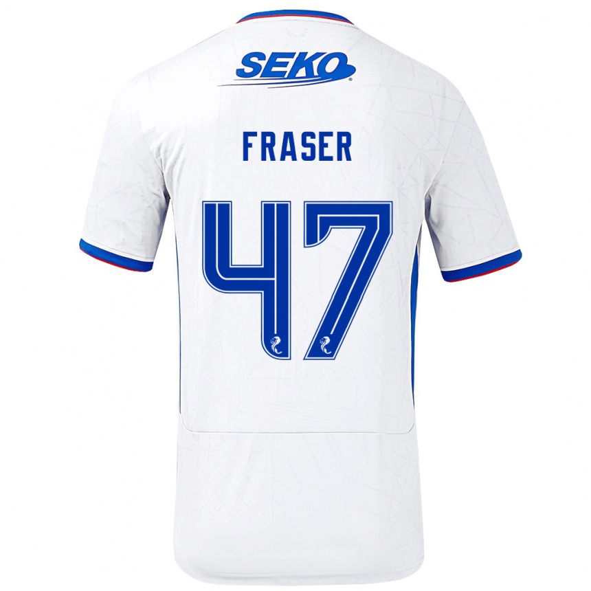 Kids Football Robbie Fraser #47 White Blue Away Jersey 2024/25 T-Shirt