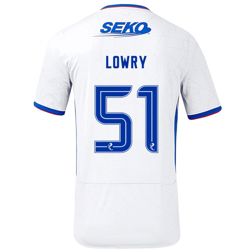 Kids Football Alex Lowry #51 White Blue Away Jersey 2024/25 T-Shirt