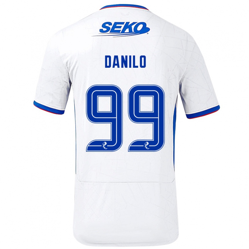 Kids Football Danilo #99 White Blue Away Jersey 2024/25 T-Shirt