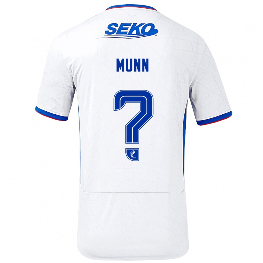 Kids Football Mason Munn #0 White Blue Away Jersey 2024/25 T-Shirt