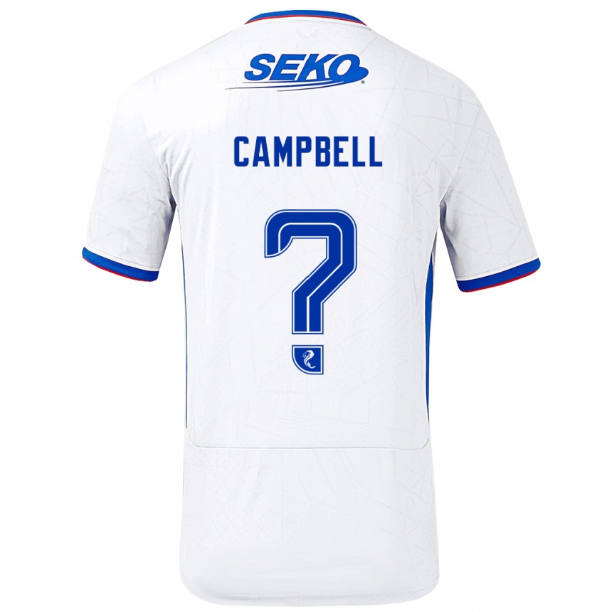 Kids Football Connor Campbell #0 White Blue Away Jersey 2024/25 T-Shirt