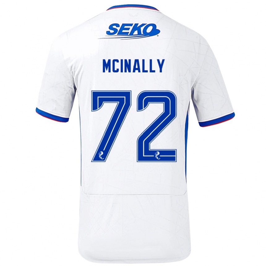 Kids Football Darren Mcinally #72 White Blue Away Jersey 2024/25 T-Shirt