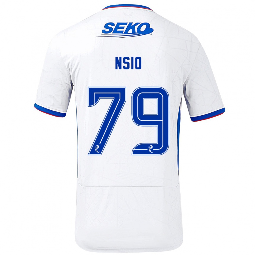 Kids Football Paul Nsio #79 White Blue Away Jersey 2024/25 T-Shirt