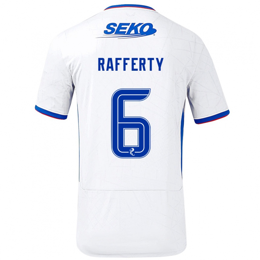 Kids Football Laura Rafferty #6 White Blue Away Jersey 2024/25 T-Shirt