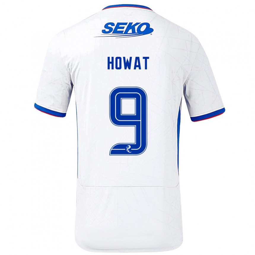 Kids Football Kirsty Howat #9 White Blue Away Jersey 2024/25 T-Shirt