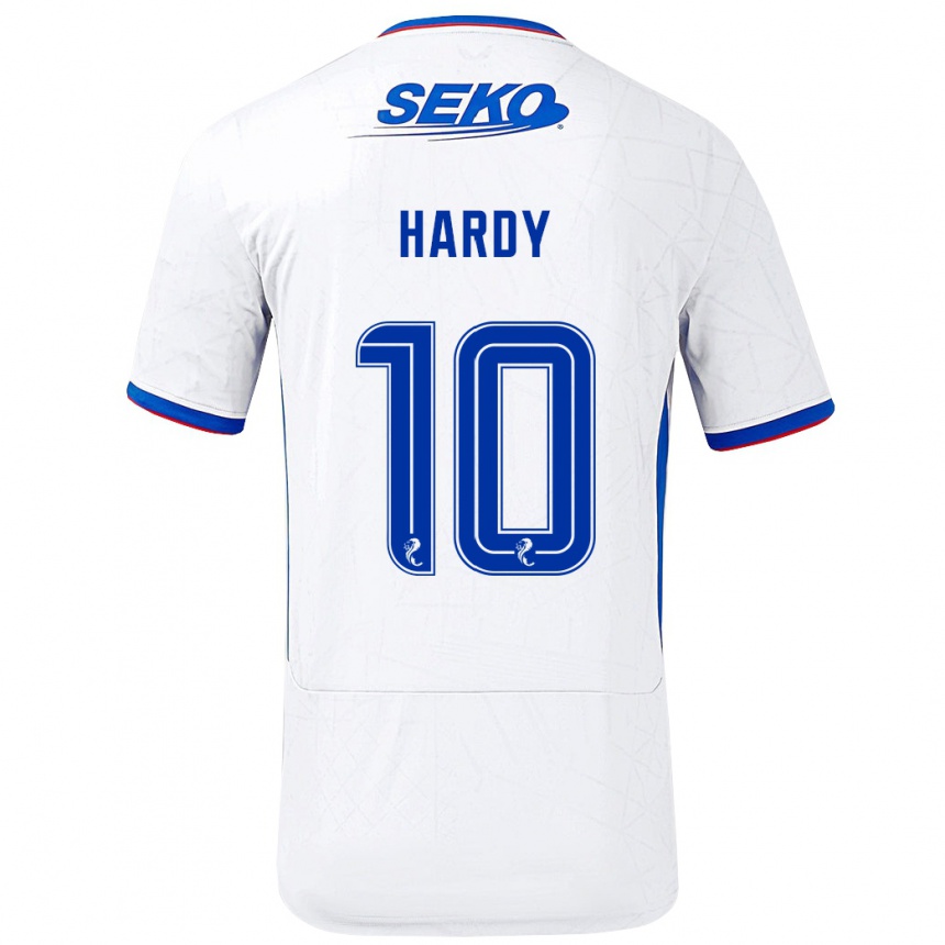 Kids Football Rio Hardy #10 White Blue Away Jersey 2024/25 T-Shirt