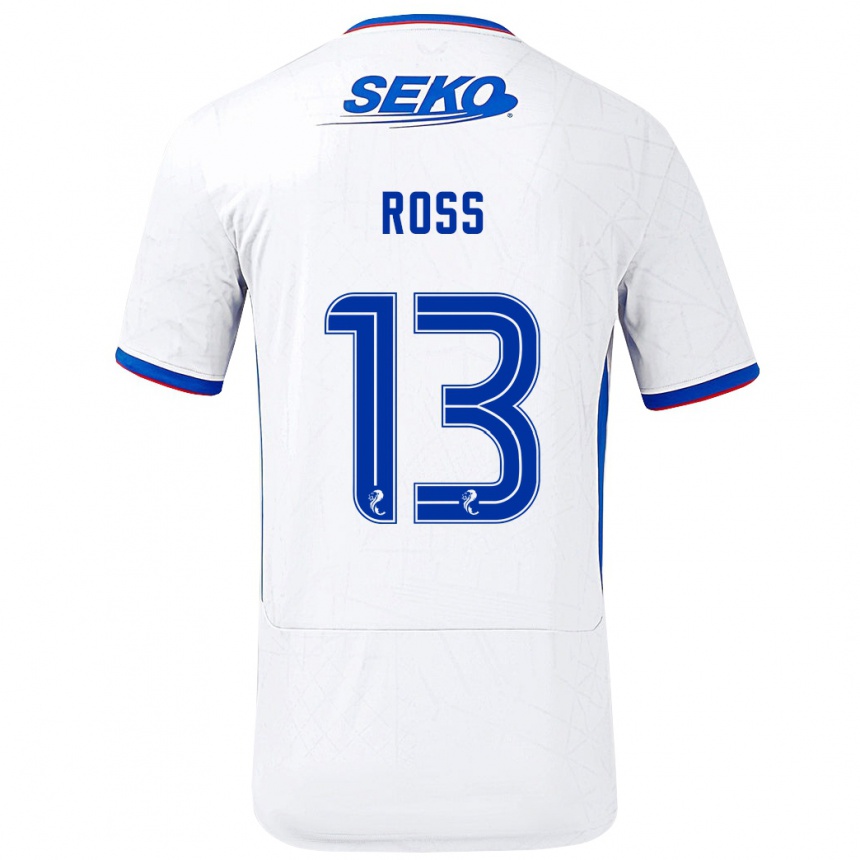 Kids Football Jane Ross #13 White Blue Away Jersey 2024/25 T-Shirt