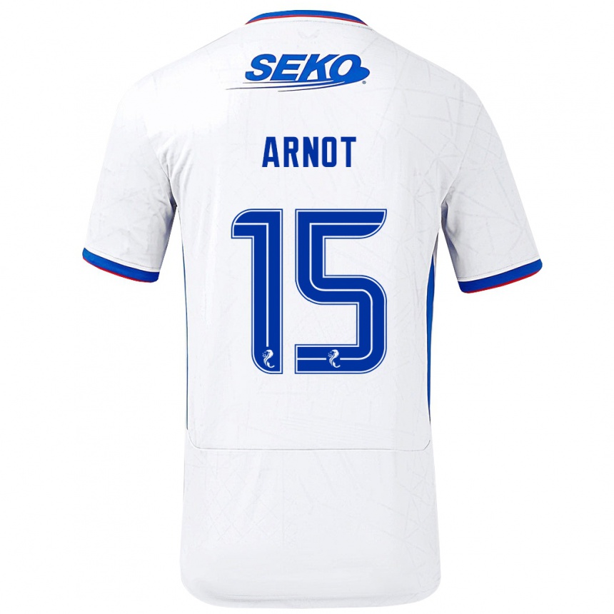 Kids Football Elizabeth Arnot #15 White Blue Away Jersey 2024/25 T-Shirt