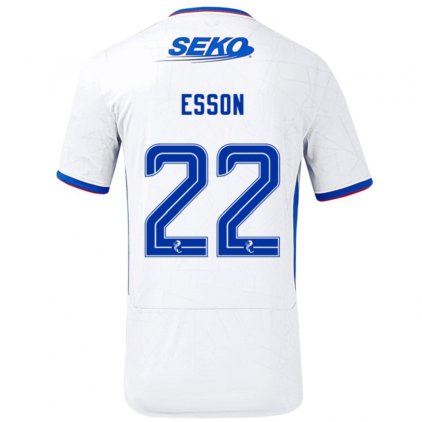 Kids Football Victoria Esson #22 White Blue Away Jersey 2024/25 T-Shirt