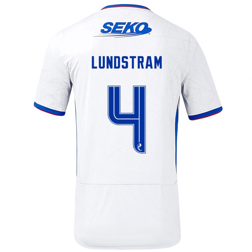 Kids Football John Lundstram #4 White Blue Away Jersey 2024/25 T-Shirt