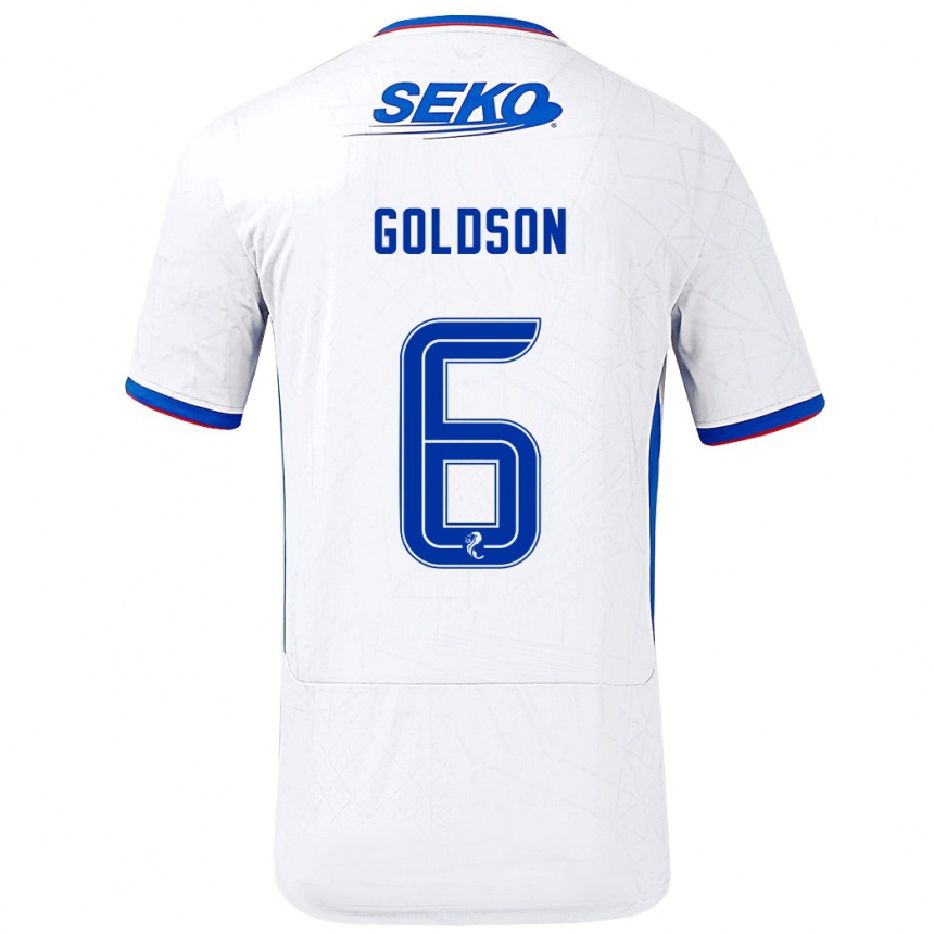 Kids Football Connor Goldson #6 White Blue Away Jersey 2024/25 T-Shirt