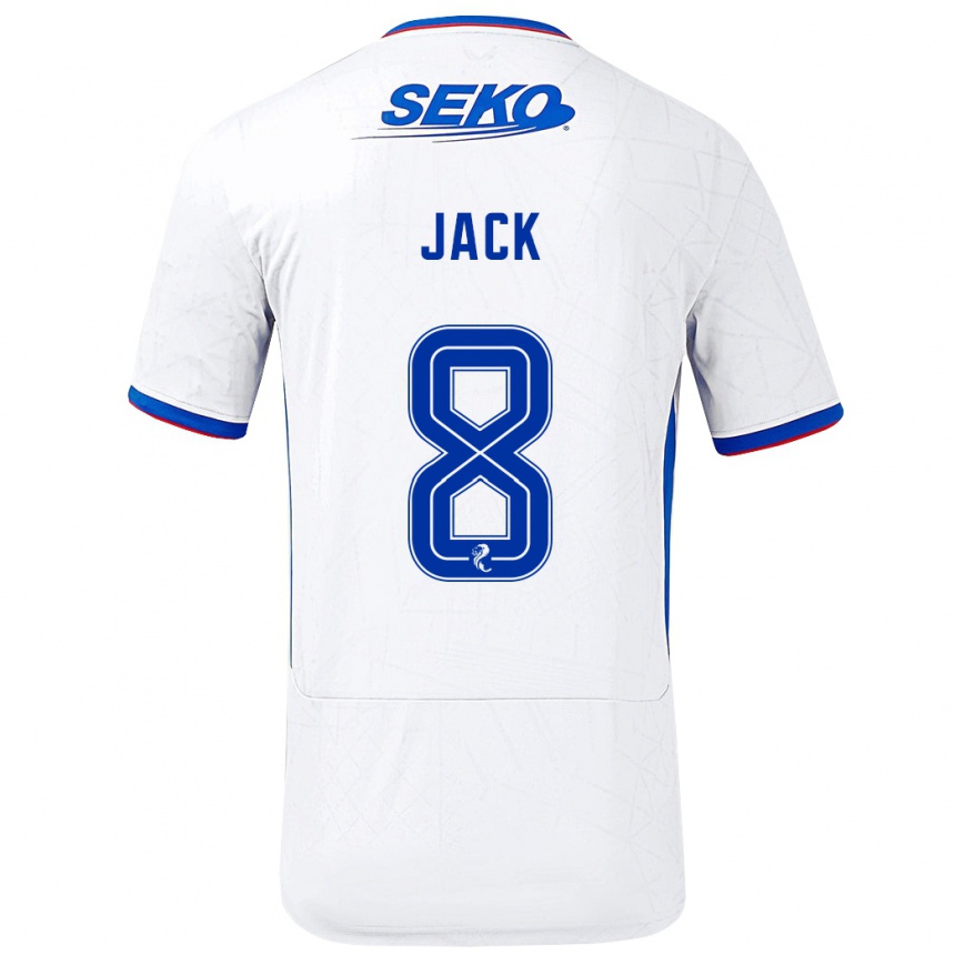 Kids Football Ryan Jack #8 White Blue Away Jersey 2024/25 T-Shirt