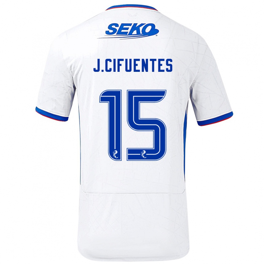 Kids Football José Cifuentes #15 White Blue Away Jersey 2024/25 T-Shirt