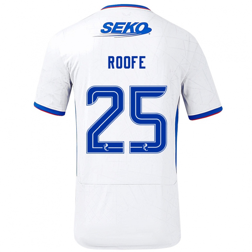 Kids Football Kemar Roofe #25 White Blue Away Jersey 2024/25 T-Shirt