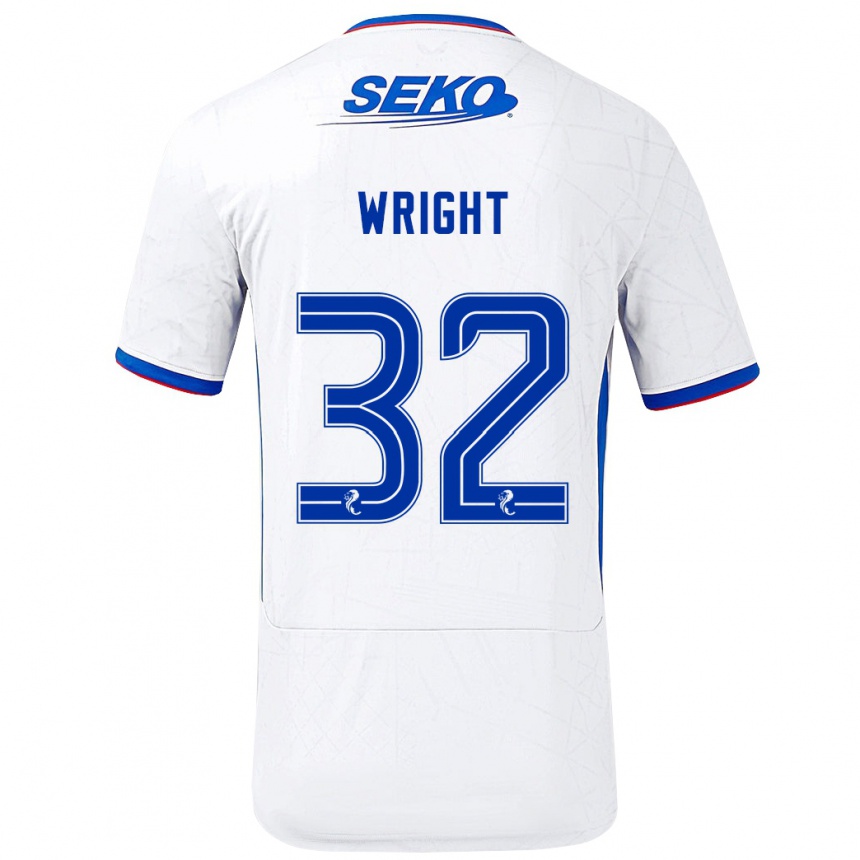 Kids Football Kieran Wright #32 White Blue Away Jersey 2024/25 T-Shirt