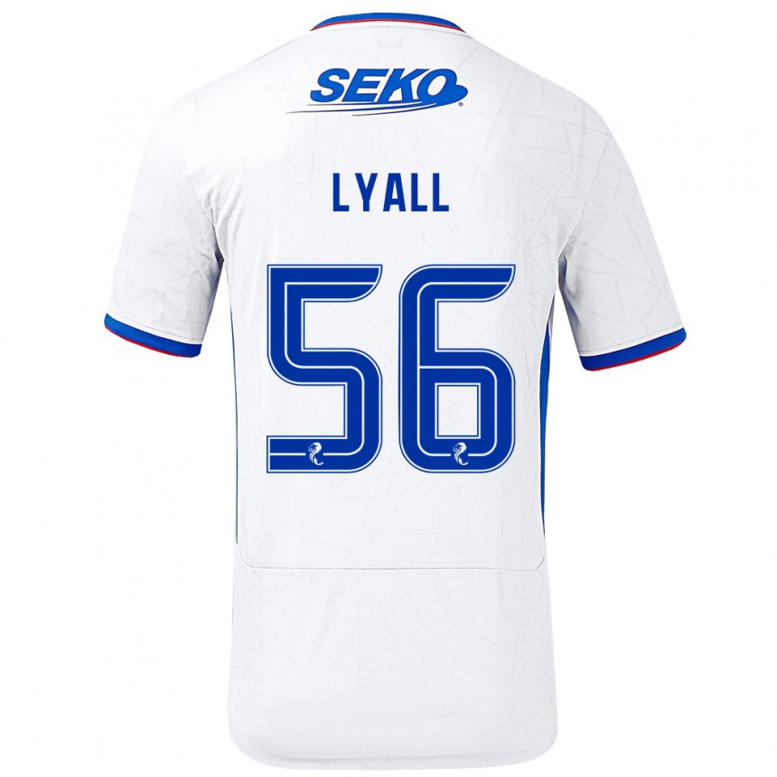 Kids Football Arron Lyall #56 White Blue Away Jersey 2024/25 T-Shirt