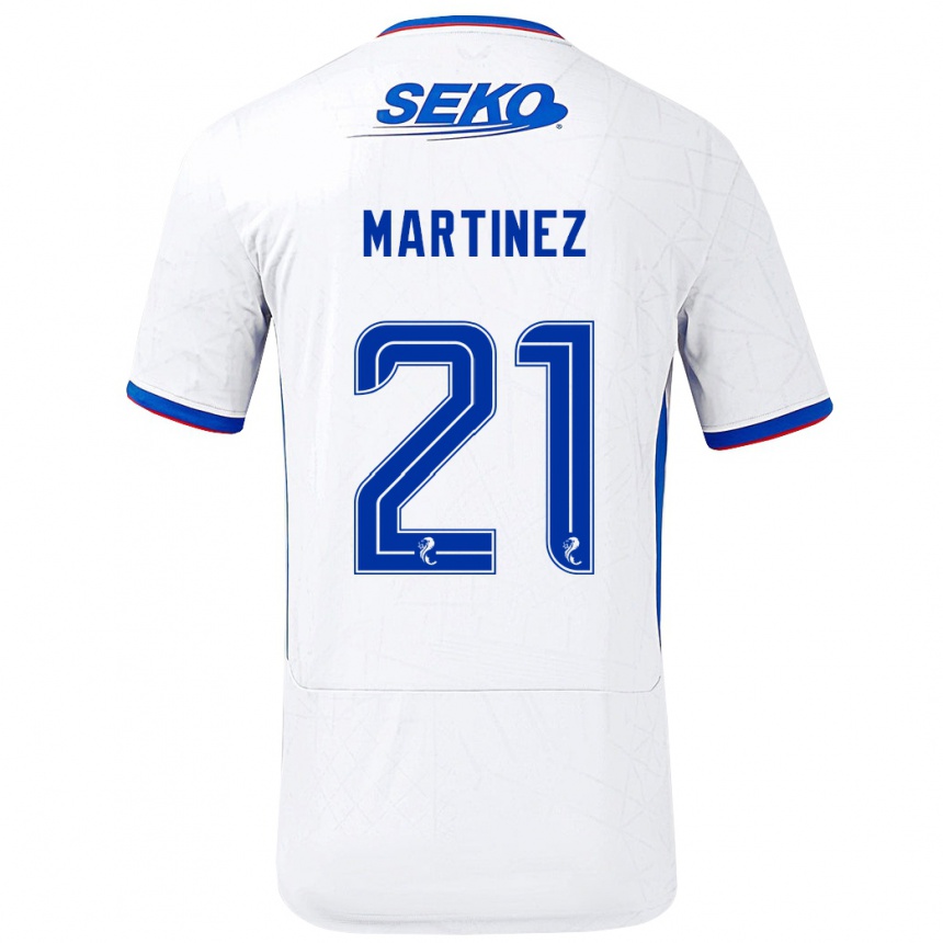 Kids Football Lisa Martinez #21 White Blue Away Jersey 2024/25 T-Shirt