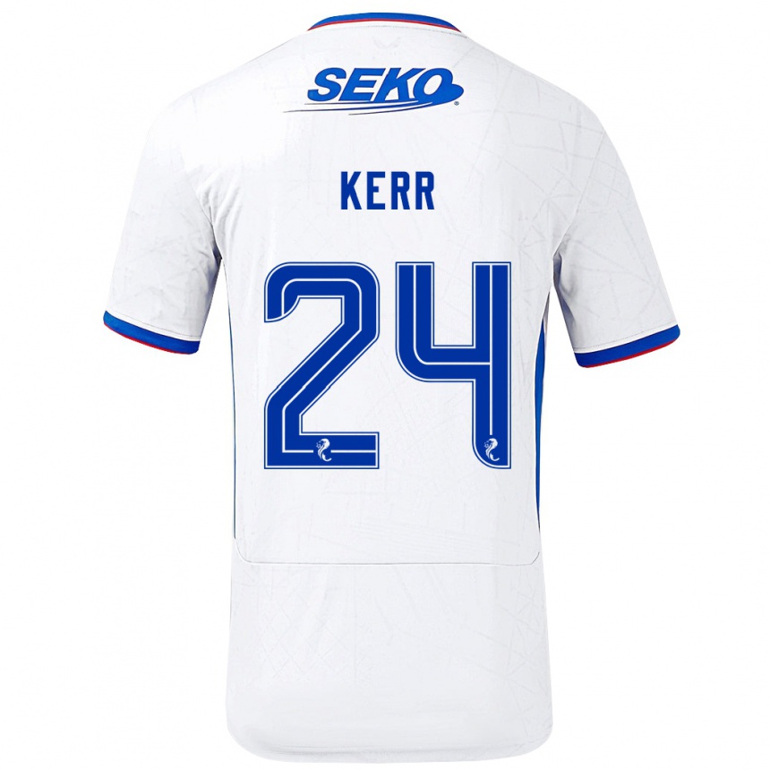 Kids Football Samantha Mary Kerr #24 White Blue Away Jersey 2024/25 T-Shirt