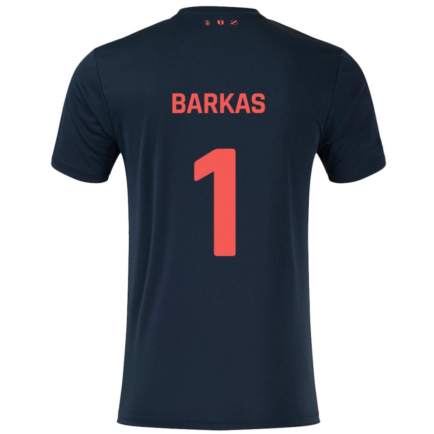 Kids Football Vasilios Barkas #1 Black Red Away Jersey 2024/25 T-Shirt