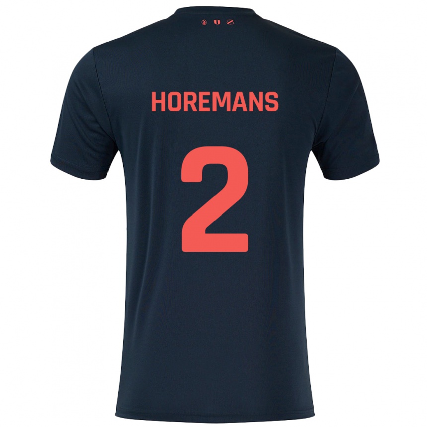 Kids Football Siebe Horemans #2 Black Red Away Jersey 2024/25 T-Shirt