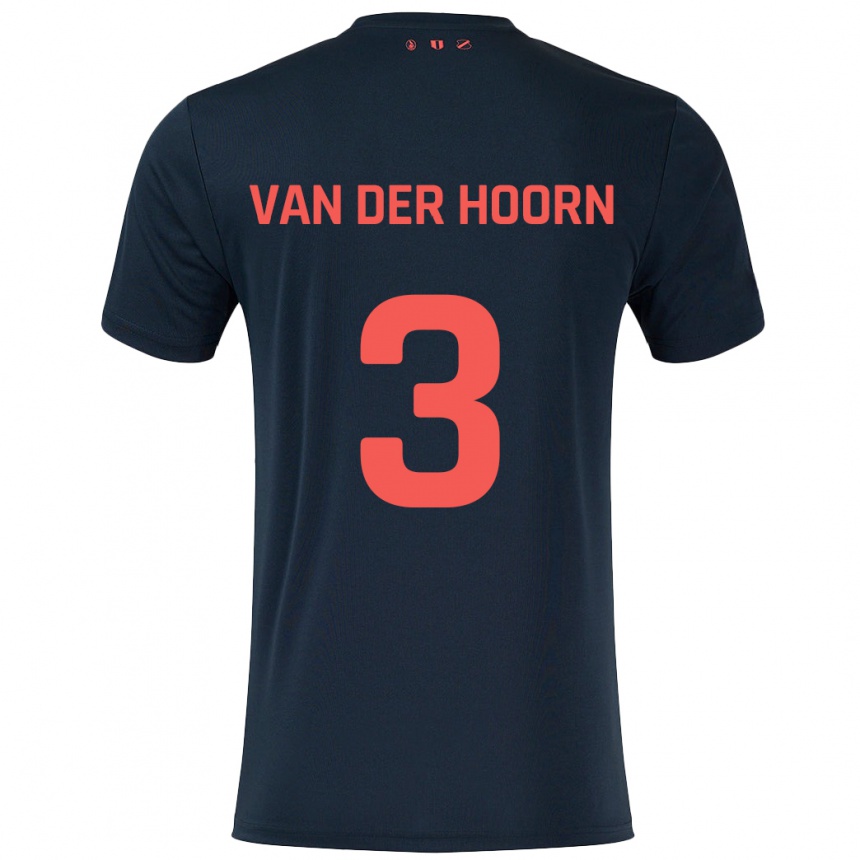 Kids Football Mike Van Der Hoorn #3 Black Red Away Jersey 2024/25 T-Shirt