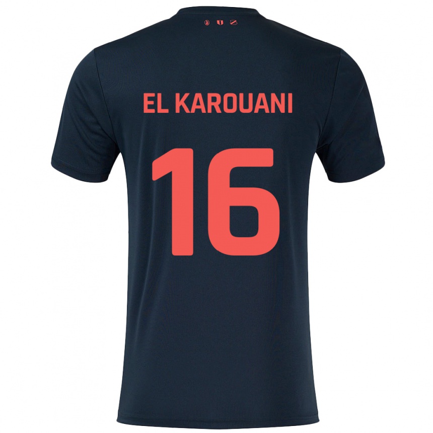 Kids Football Souffian El Karouani #16 Black Red Away Jersey 2024/25 T-Shirt