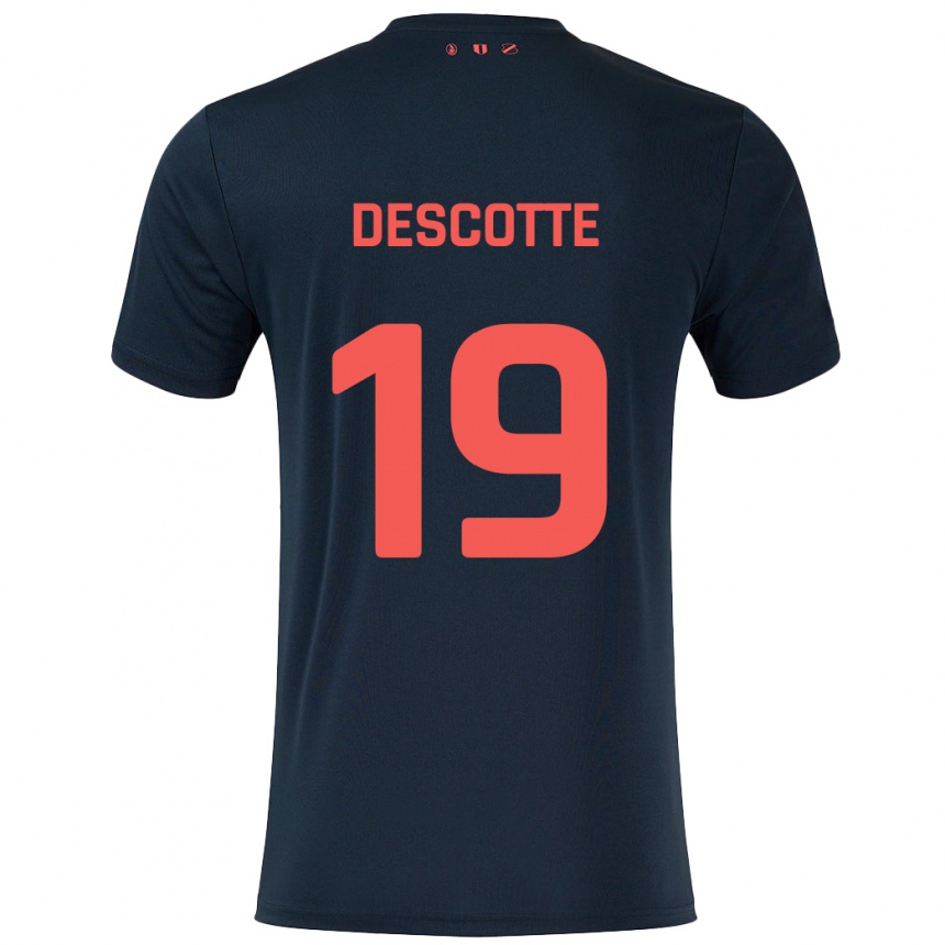 Kids Football Anthony Descotte #19 Black Red Away Jersey 2024/25 T-Shirt