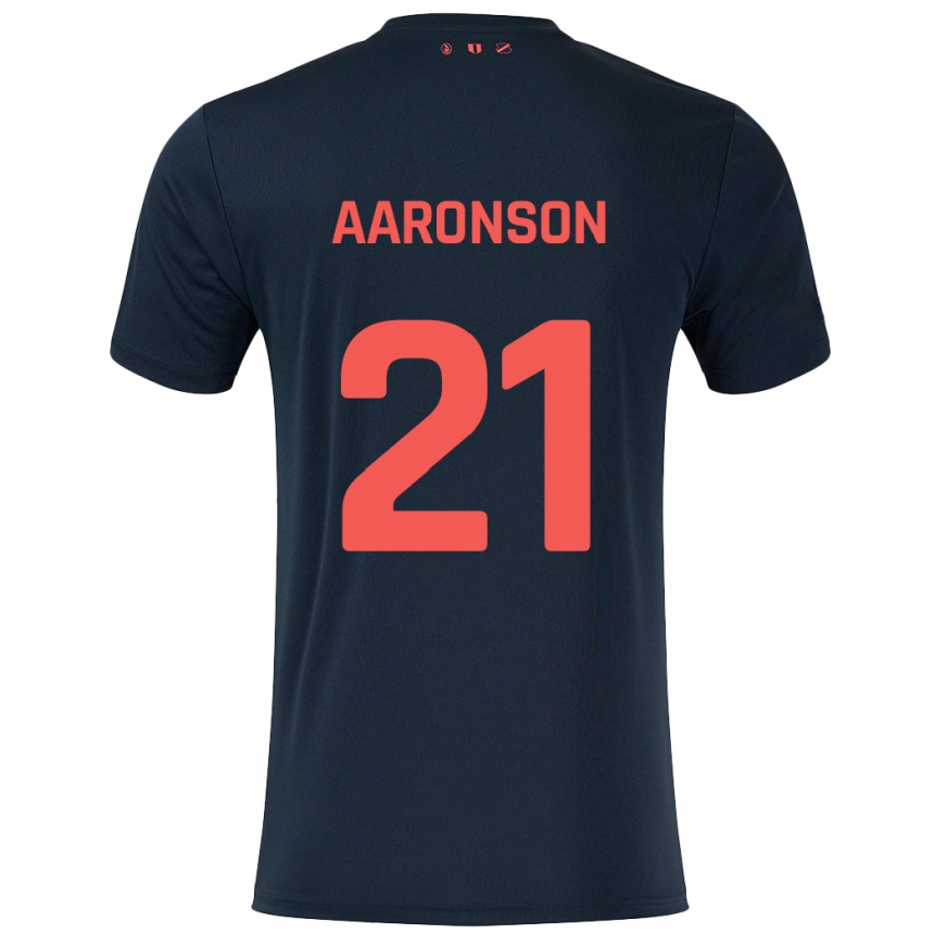 Kids Football Paxten Aaronson #21 Black Red Away Jersey 2024/25 T-Shirt