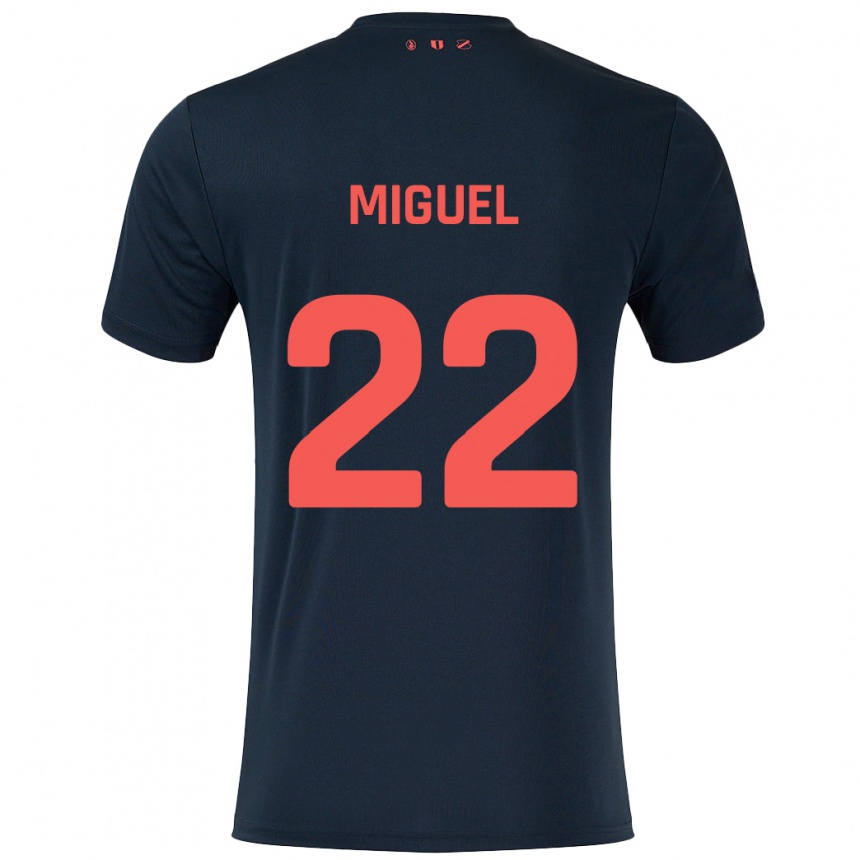 Kids Football Miguel Rodríguez #22 Black Red Away Jersey 2024/25 T-Shirt