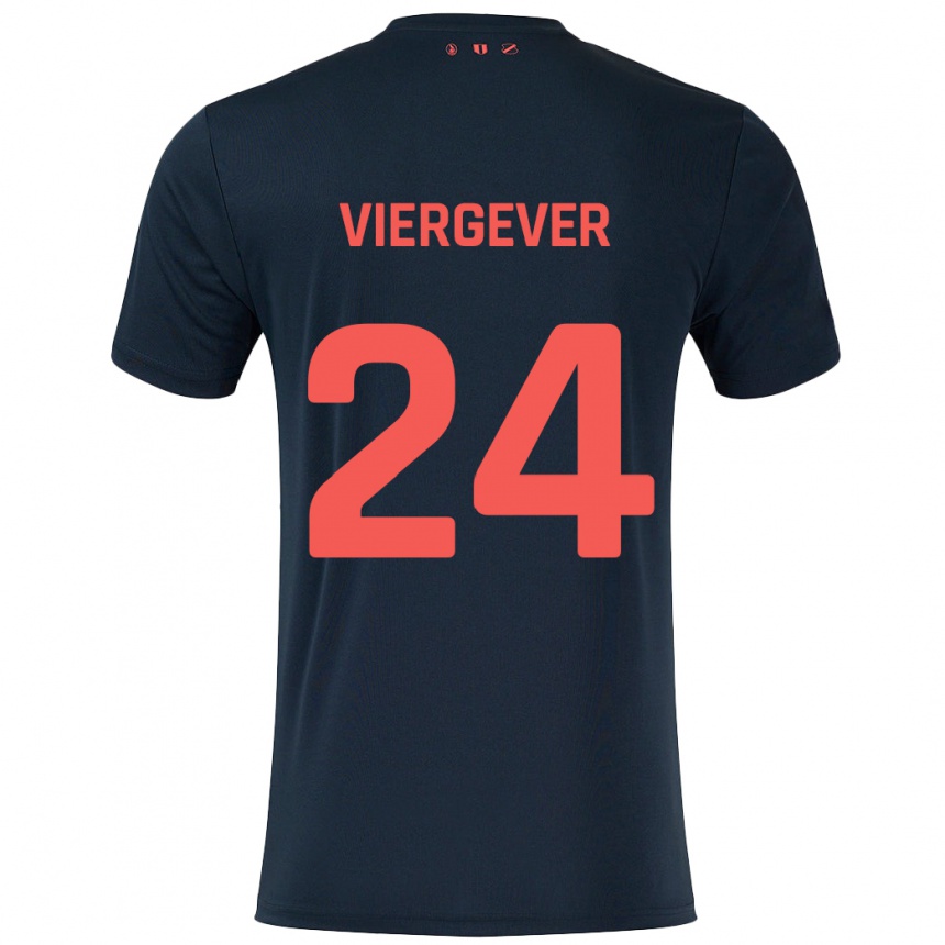 Kids Football Nick Viergever #24 Black Red Away Jersey 2024/25 T-Shirt