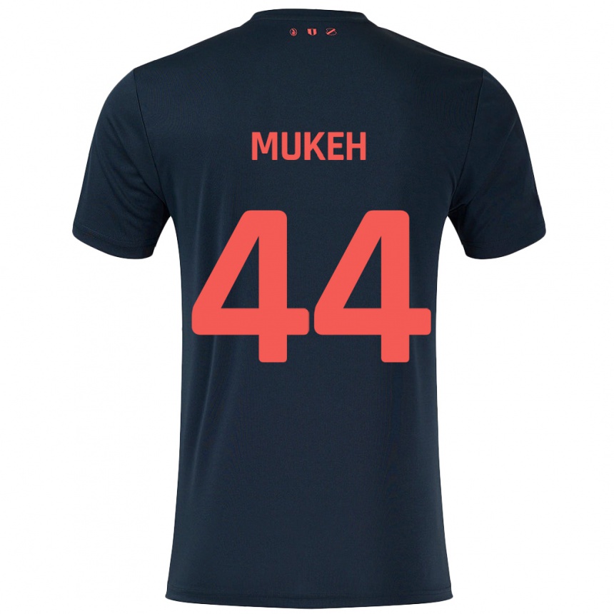 Kids Football Joshua Mukeh #44 Black Red Away Jersey 2024/25 T-Shirt