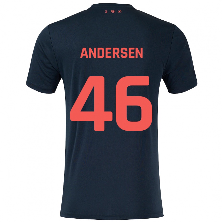 Kids Football Silas Andersen #46 Black Red Away Jersey 2024/25 T-Shirt