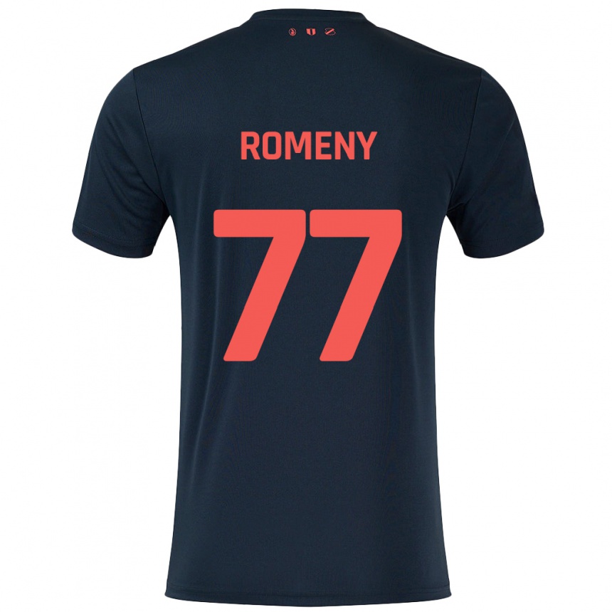 Kids Football Ole Romeny #77 Black Red Away Jersey 2024/25 T-Shirt